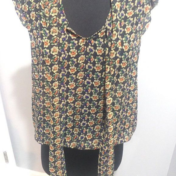 F21, Floral Necktie Ruffled Sleeves Small - Picture 4 of 10